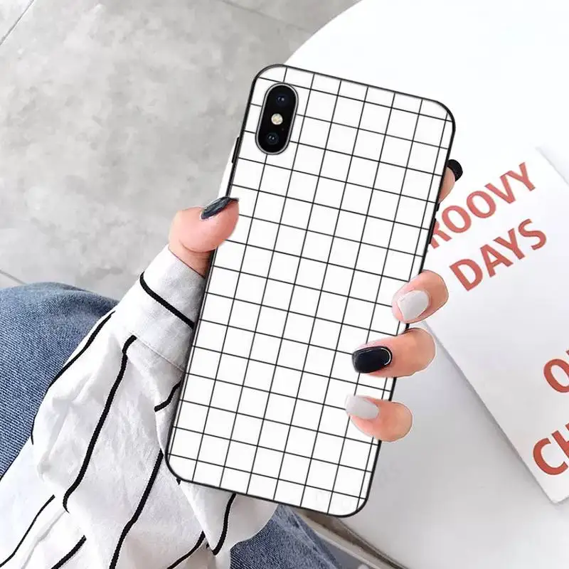 

Black and white checkerboard Phone Case for iPhone 11 12 pro XS MAX 8 7 6 6S Plus X 5S SE 2020 XR mini