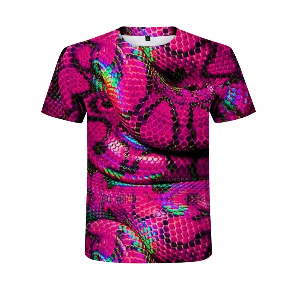 

New Arrival Snakeskin Printed T-shirt Men Summer Fashion Short Sleeve O-neck Hip Hop Streetwear Couple Hipster Casual Tee Tops
