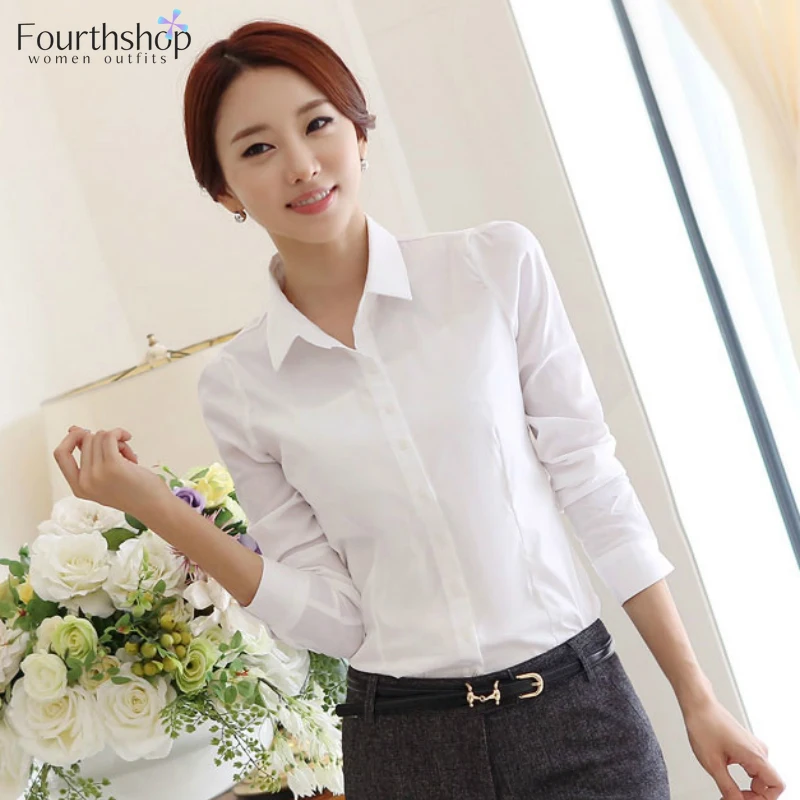 Женская блузка с длинным рукавом и отложным воротником модные офисные женские