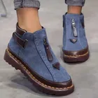 Женские ботинки на толстой подошве, повседневные ботильоны в британском стиле с застежкой-липучкой, обувь на платформе, новинка 2021