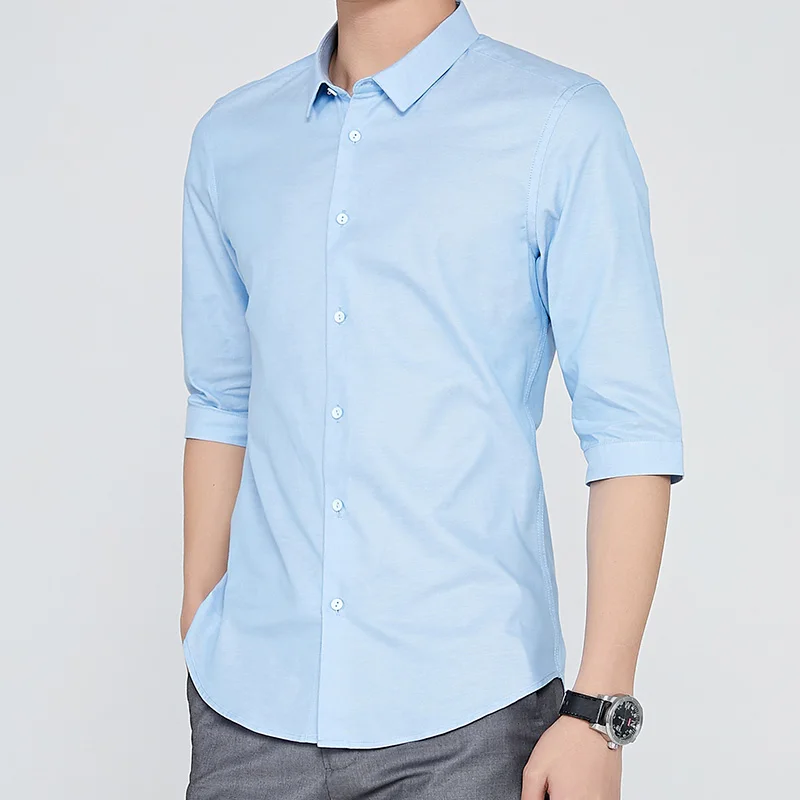 

Business Mens Solid Turndown Collar Long Sleeve Button Shirt Blouse Top Fashion Casual Shirt Male Social Dress Shirts