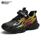 Детские спортивные кроссовки для мальчиков и девочек, Повседневная модная обувь с принтом пламени, Нескользящие, для бега, для корзины, размеры 28-39