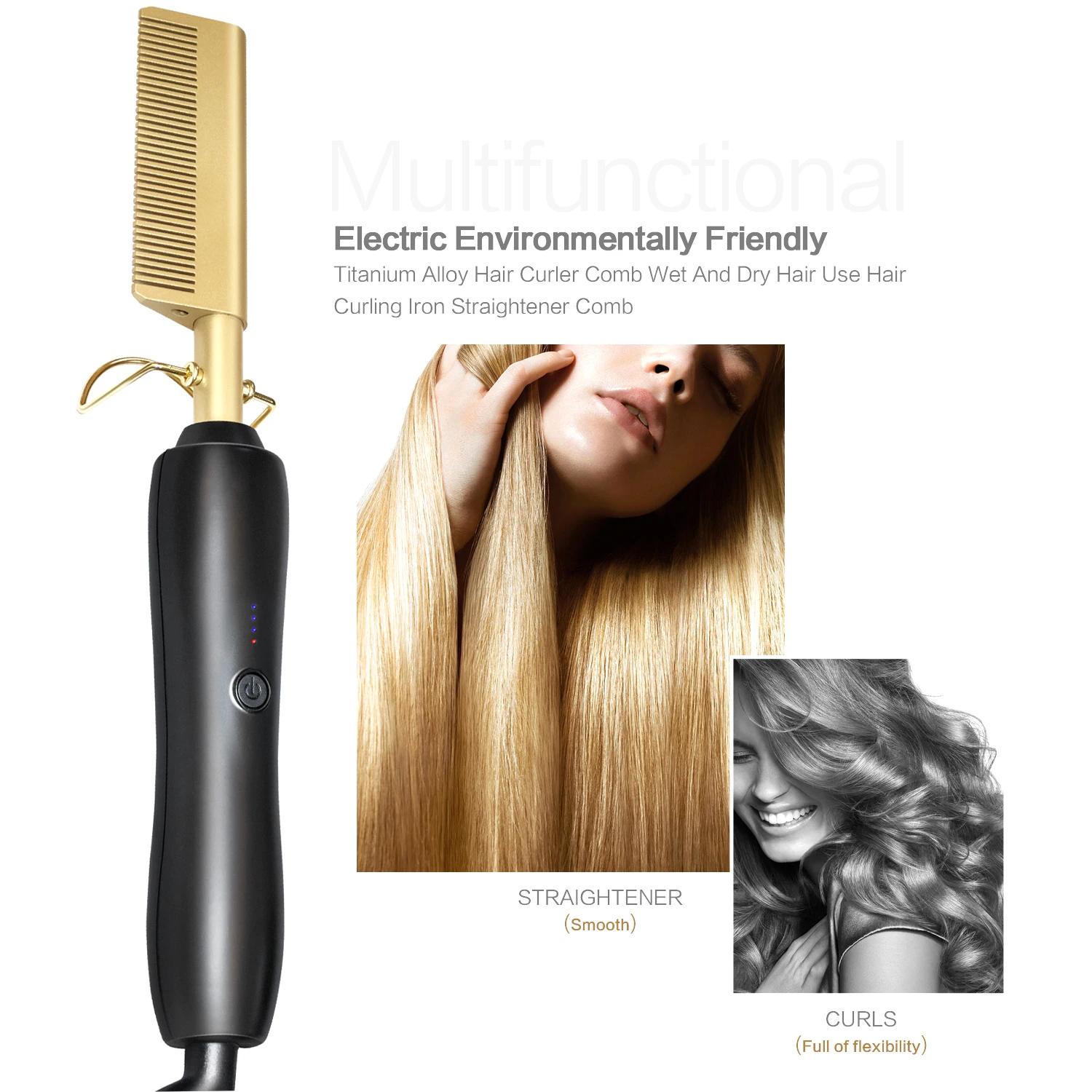 

Professional Hair Straightener Hot Comb Electric Curler Hot Straightening Curling Iron Fast Heating Brush Hair Styling Tools