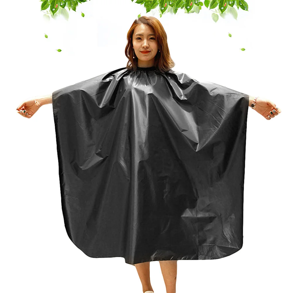 

Salon Client Waterproof Cloth Haircut Cape Hair Cutting Cloak Barber Cape Haircut Gown for Adults Men (Black)