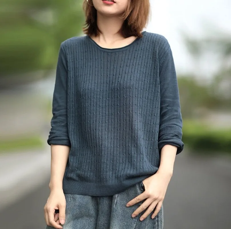 

Осенний Новый корейский Ретро Повседневный Свободный Тонкий твист вязаный свитер базовый женский свитер с длинным рукавом