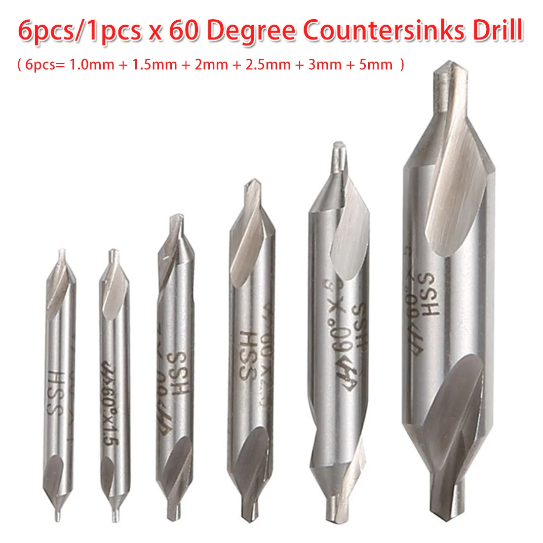 6 шт./1 шт. комбинированное центральное сверло из быстрорежущей стали 60 градусов