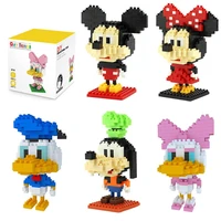 plastic mini blocks mickey minnie donald duck cartoon diy model micro building brick blocks action figures toys for kids