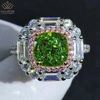 wuiha new 925 sterling silver 3ex cushion cut 3ct vvs emerald created moissanite wedding engagement customized ring fine jewelry