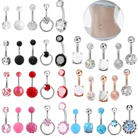 5pcslot opal zircon belly button rings exquisite piercing navel ring piercing belly nail ring umbilical pircing jewelry gift
