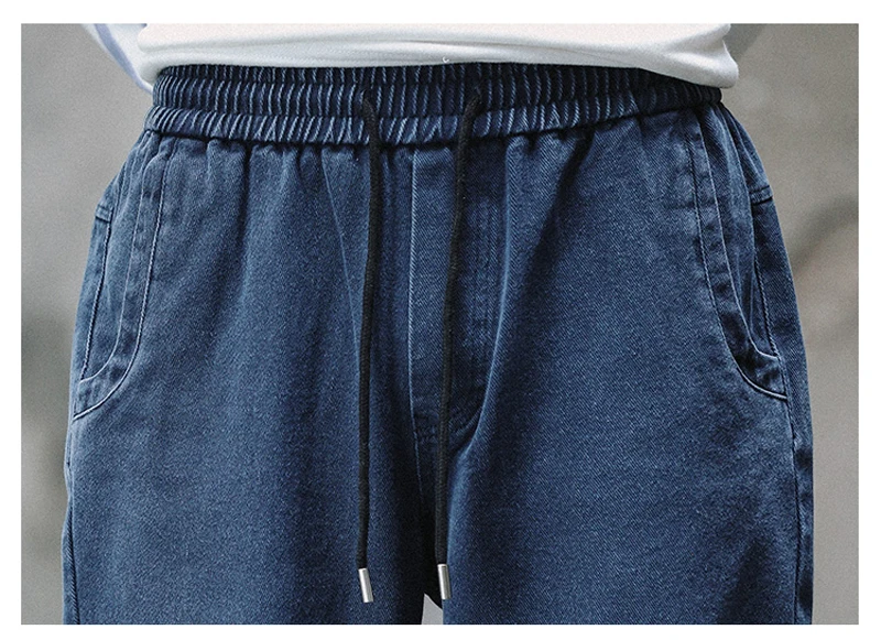Fashion Streetwear Men Jeans Loose Fit Spliced Designer Denim Cargo Pants Harem Jeans Men Japanese Style Hip Hop Joggers Jeans
