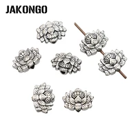 jakongo antique silver plated lotus spacer beads vintage loose beads for jewelry making bracelet accessories diy 8x12mm 20pcs