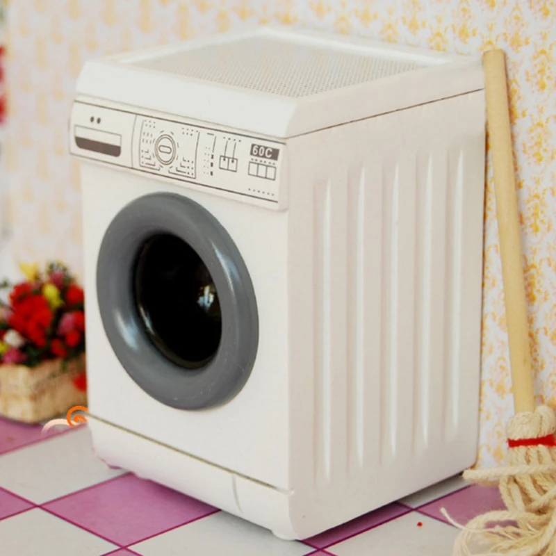 

1/12 Dollhouse Miniature Roller Washing Machine Mini Laundry Washer Bathroom Furniture Home Appliance Decor