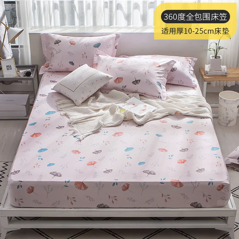 

100% Cotton fitted sheets Mattress Cover Four Corners with elastic bedding cover flower love bed sheets twin queen king size