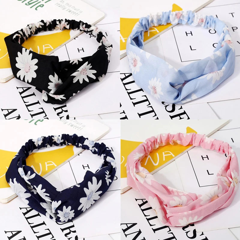 

Women Girls Summer Bohemian Fashion Hair Bands Print Headbands Vintage Cross Turban Bandage Bandanas HairBands Hair Accessories