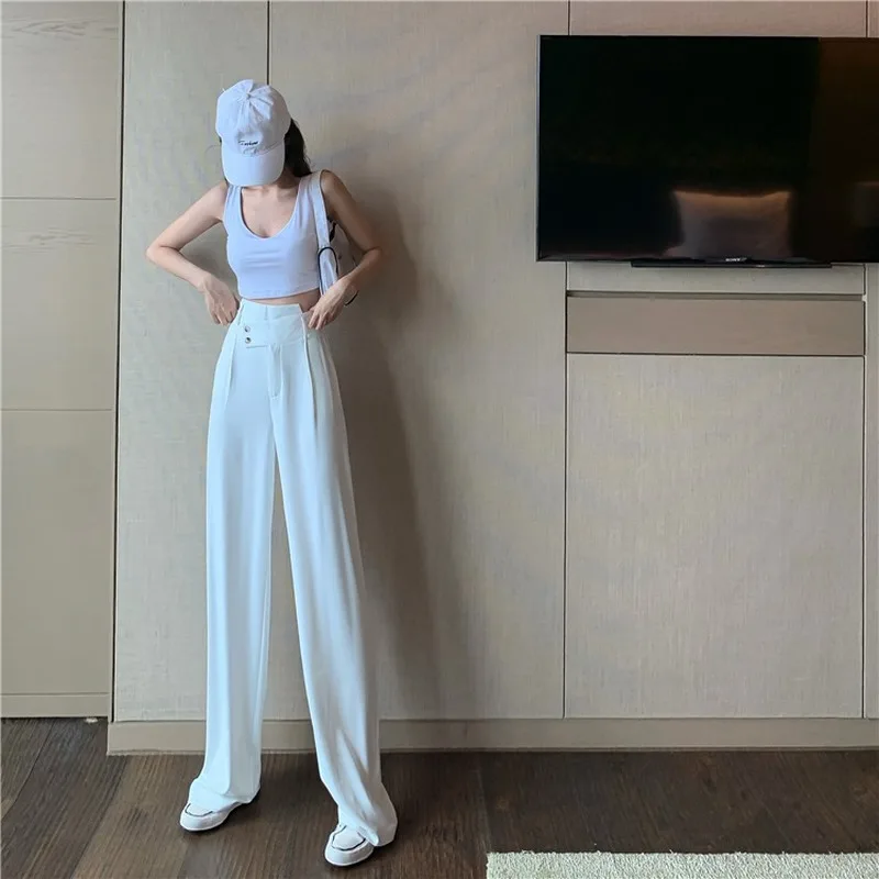 

2021 New Straight Large Size Casual Solid Wide Leg Trousers Streetwear Suit Full-Length Hot Selling Chic Loose High Quality Pant