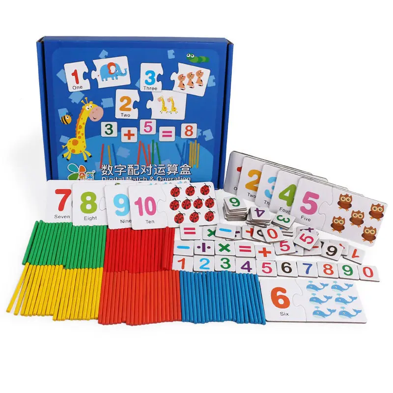 

Digital Matching Card Counting Sticks Game kindergarten Kids Early Educational Montessori Wooden Math Toy For Boys Girls