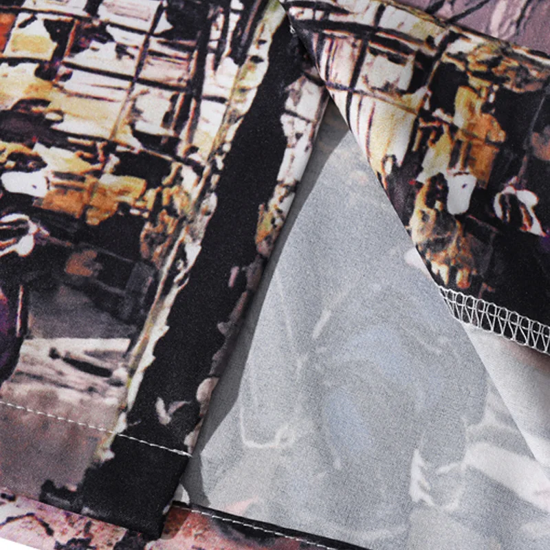 

Bonita Vida Building Print Summer Beach Holiday Hawaiian Shirts Men Thin Hip Hop Short Sleeve Material Cool Shirts Unisex