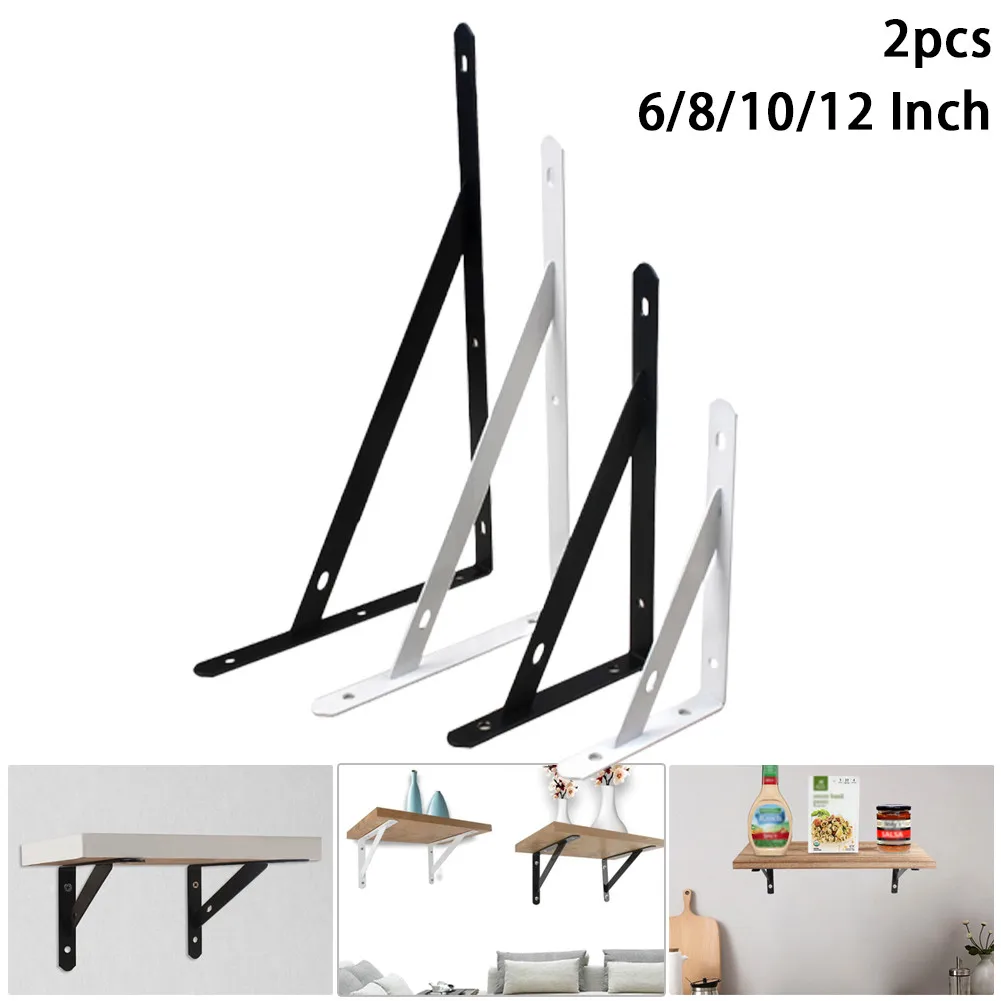 

2 X Metal Triangle Bracket Wall Shelf Bracket Support Fixed Partition Load-bearing Right-angle Tripod Iron Support Frame