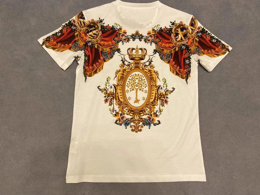 Футболка DUYOU с принтом короны для мужчин и женщин 100% хлопок летняя футболка