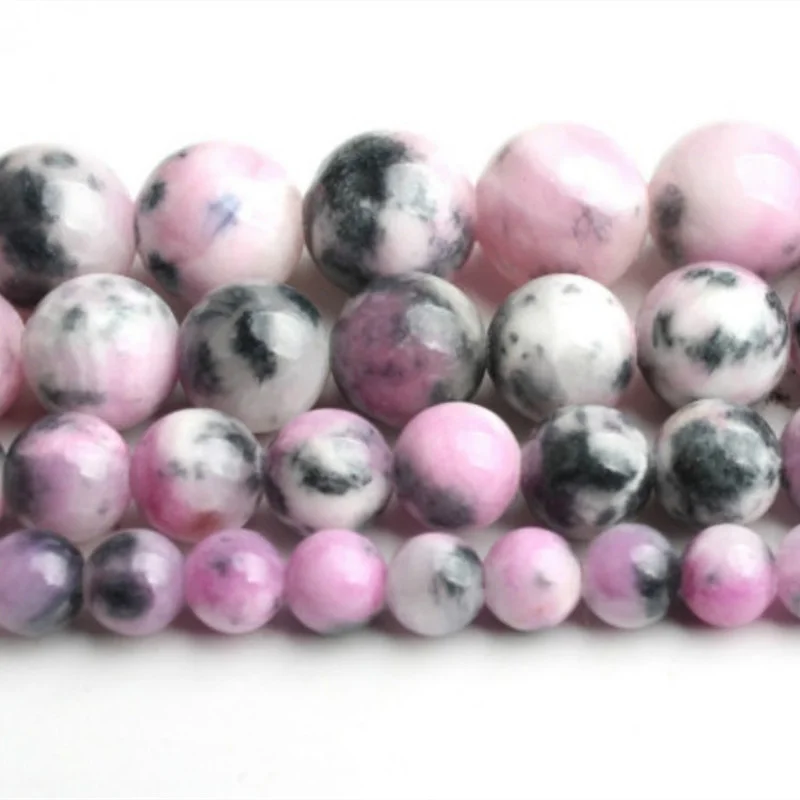 

Natural Round Pink Zebra Loose Bead 4/6/8/10mm for DIY Jewelry Making Bracelet Accessories