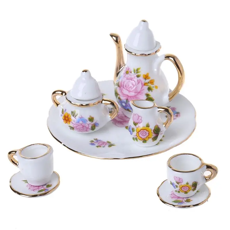 

Kids Baby Room Game Mini Ceramic Tea Set Model Simulation Doll House Decorative Accessories XX9E
