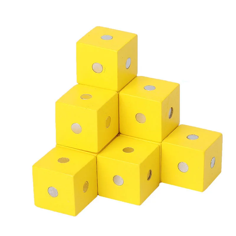 10pcs 10 шт. 2X2 см магнитные кубики цветные деревянные строительные блоки игра деревянная игрушка детская геометрическая форма цвет обучающие игрушки для детей - Цвет: 10pcs