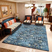 high end european style rug retro flower ethnic style dark blue carpet bedroom living room bathroom bed blanket anti slip mat