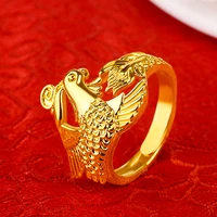 wedding 14k plated ring for lovers bride groom engagement anniversary jewelry delicate dragon phoenix rings gifts male female