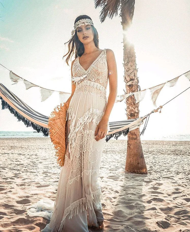 Уникальное кружевное шифоновое свадебное платье в стиле бохо 2021 шикарные