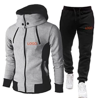 casual tracksuit custom logo men sets hoodies and pants two piece sets zipper hooded sweatshirt outfit sportswear male suit clot