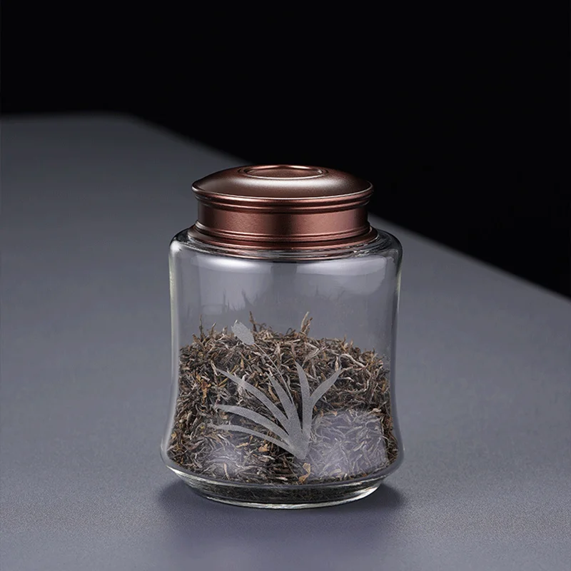 Стеклянная герметичная чайная банка прозрачная вакуумная для хранения еды