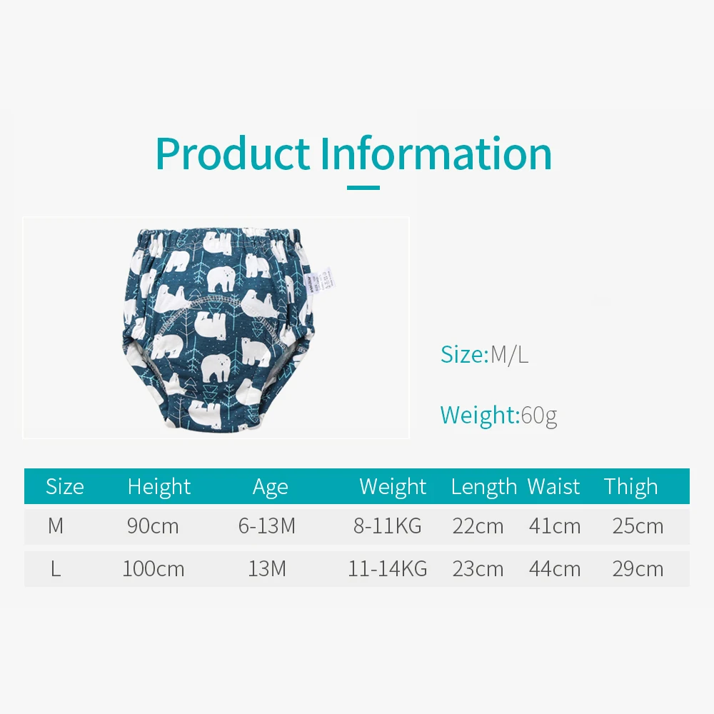 6 слойные Детские хлопковые подгузники тренировочные штаны трусики для