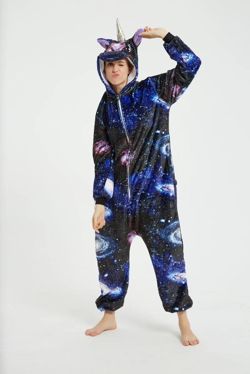Звездное небо Единорог для взрослых животных кигуруми женский мужской