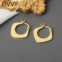 livvy silver color simple geometric square earrings for women trendy jewelry vintage retro party accessories gifts