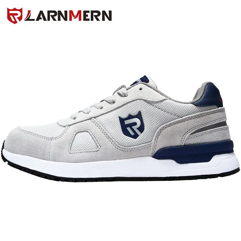 L9096-GRAY LARNMERN/Мужская Рабочая защитная обувь со стальным носком; строительные кроссовки; дышащая легкая противоскользящая Антистатическая нескользящая обувь - Цвет: L9096-GRAY