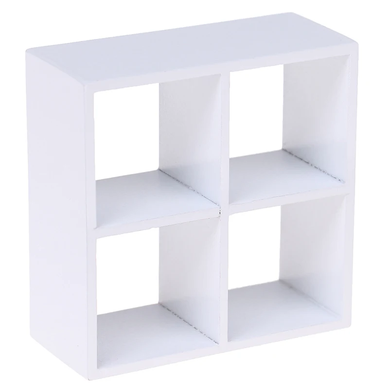 

1:12 Mini Wooden 4 Grid Cabinet with 2 Drawer Miniature Modern Indoor Furniture for Dollhouse Furniture Decals pretend play toy