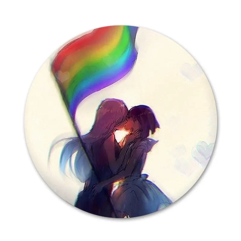 Гей лесбиянок ЛГБТ Радужный Флаг гордость искусство Значки Металлические для