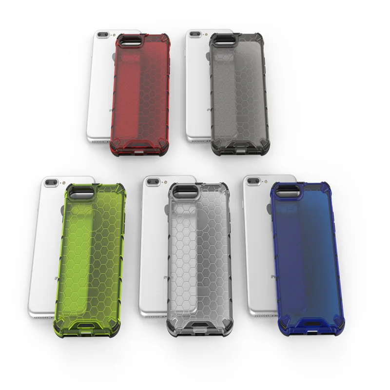Shockproof Phone Case For iPhone X XR XS Max 8 7 6 6S Plus SE 2020 Honeycomb Back Cover Transparent Protector Simple Shell | Мобильные