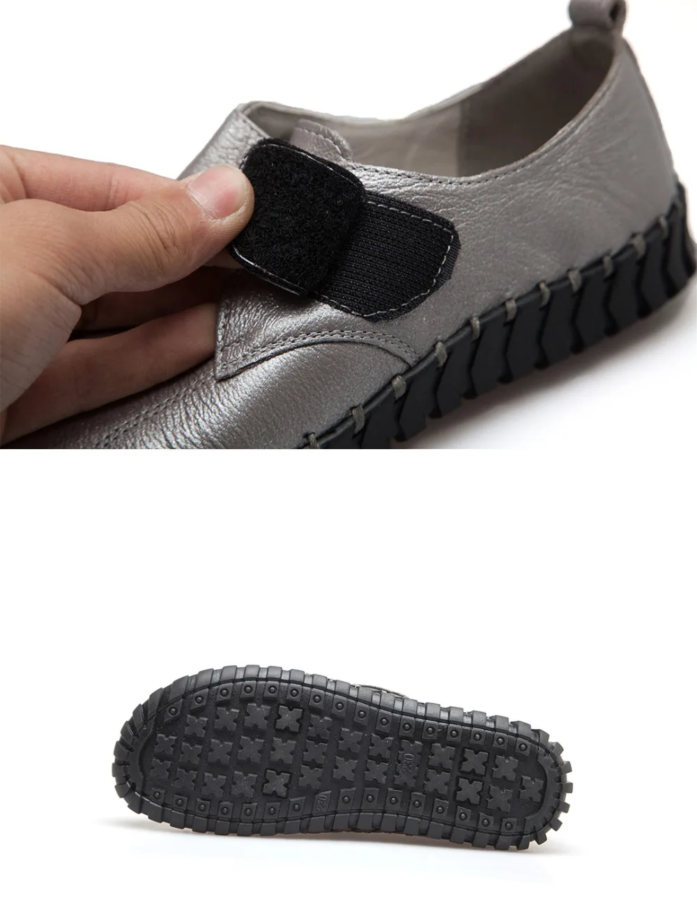 Spring Ladies Genuine Leather Handmade Shoes Women Hook&Loop Flat Shoes Women Autumn Soft Loafers Flats