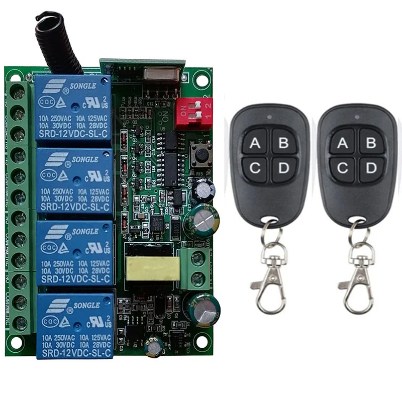 

AC110V 220V 230V 4CH 433MHz rf Remote Control Switch Wireless Relay Radio Receiver Controller for Garage\ Door\ LED\ Bulb