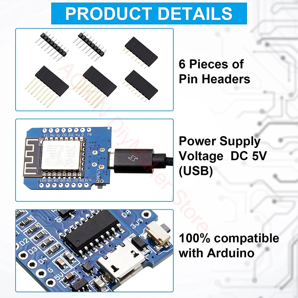 5 шт. ESP8266 ESP-12F NodeMcu Mini D1 Module WeMos Lua WiFi Интернет-макетная плата для Arduino совместимая с |