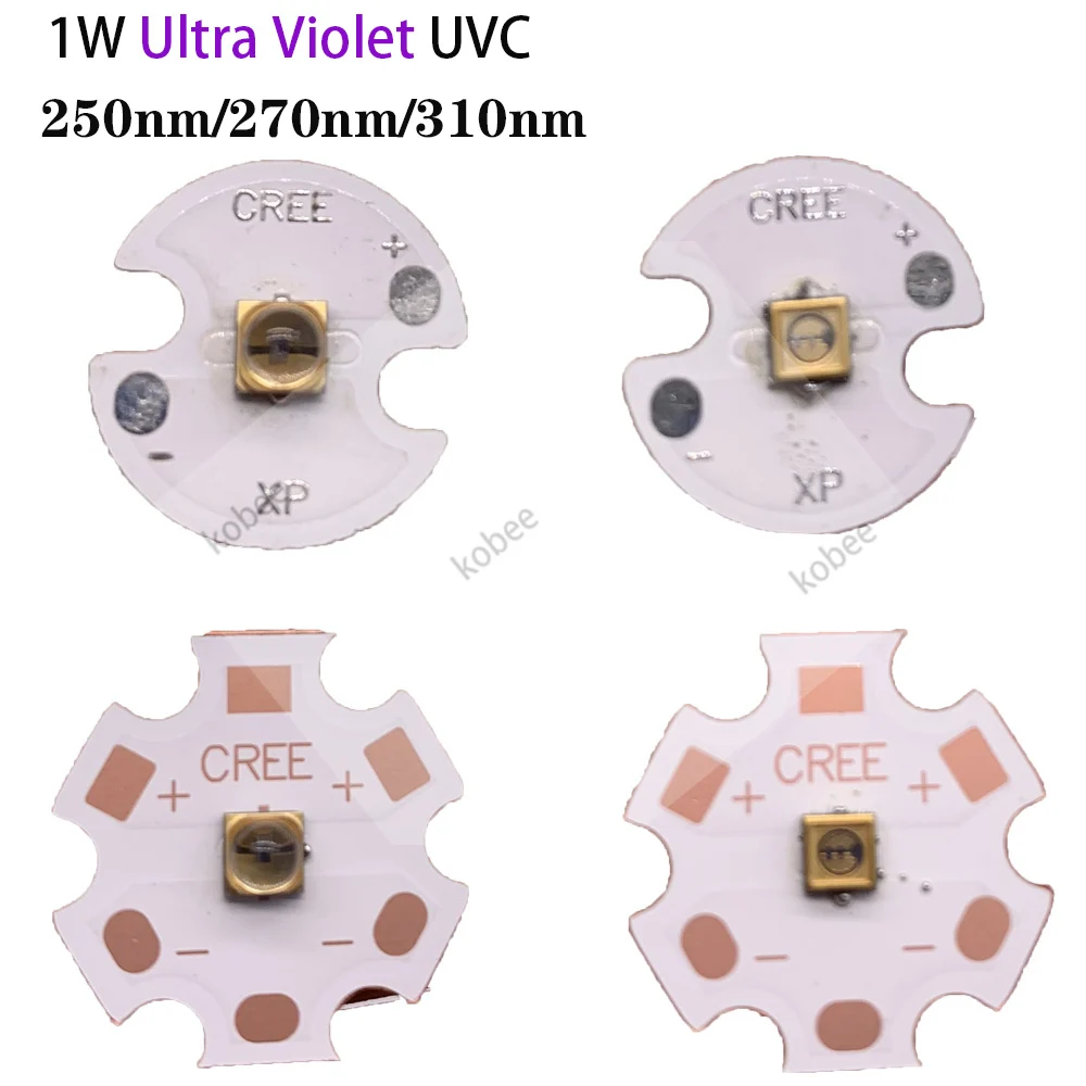 1W UVC UV C светодиодный 3838 250nm 270nm 310nm DC5 7V 150mA ультрафиолетовый лампы с печатной платой