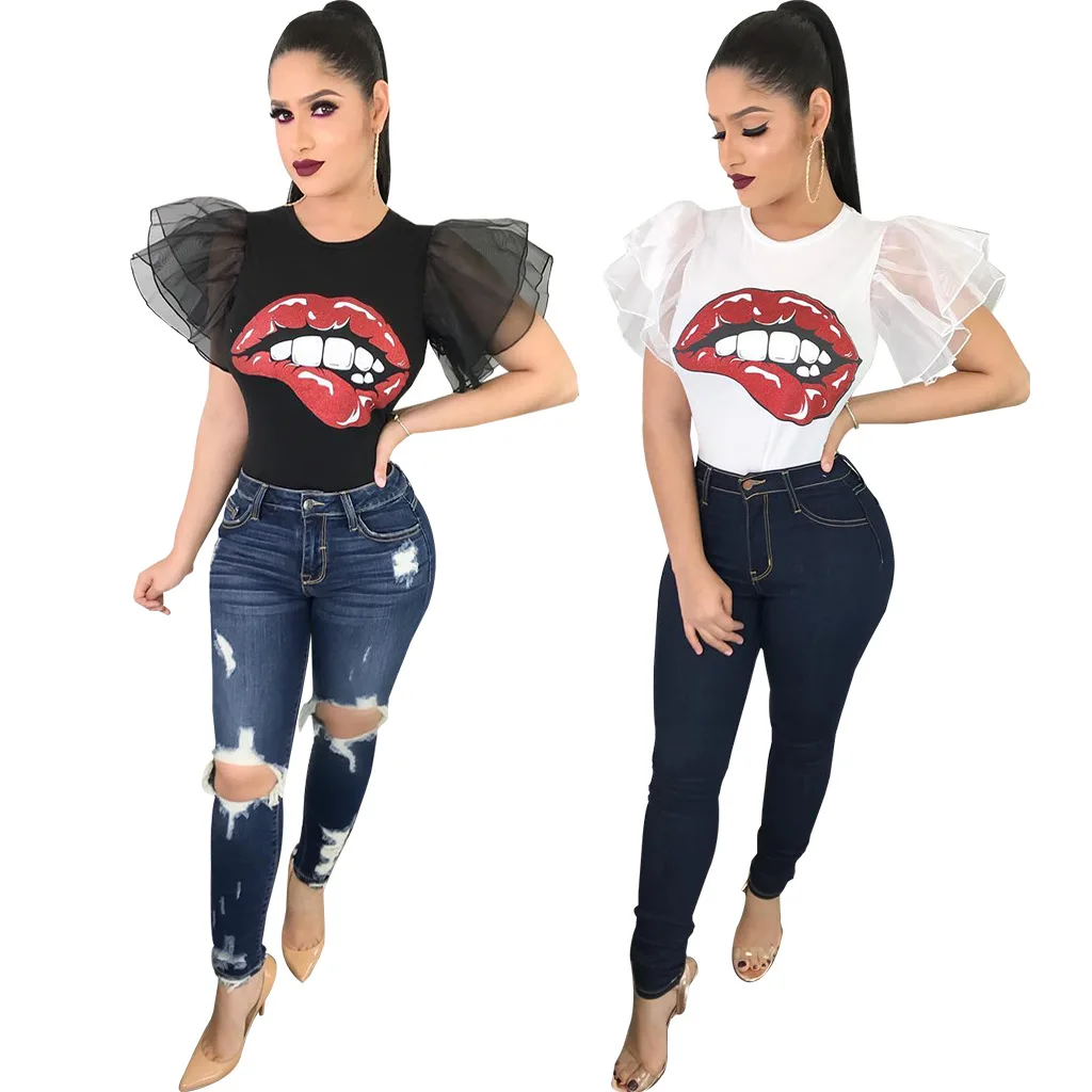 2019 Новинка 3409 женская одежда футболка с длинными рукавами и принтом в виде