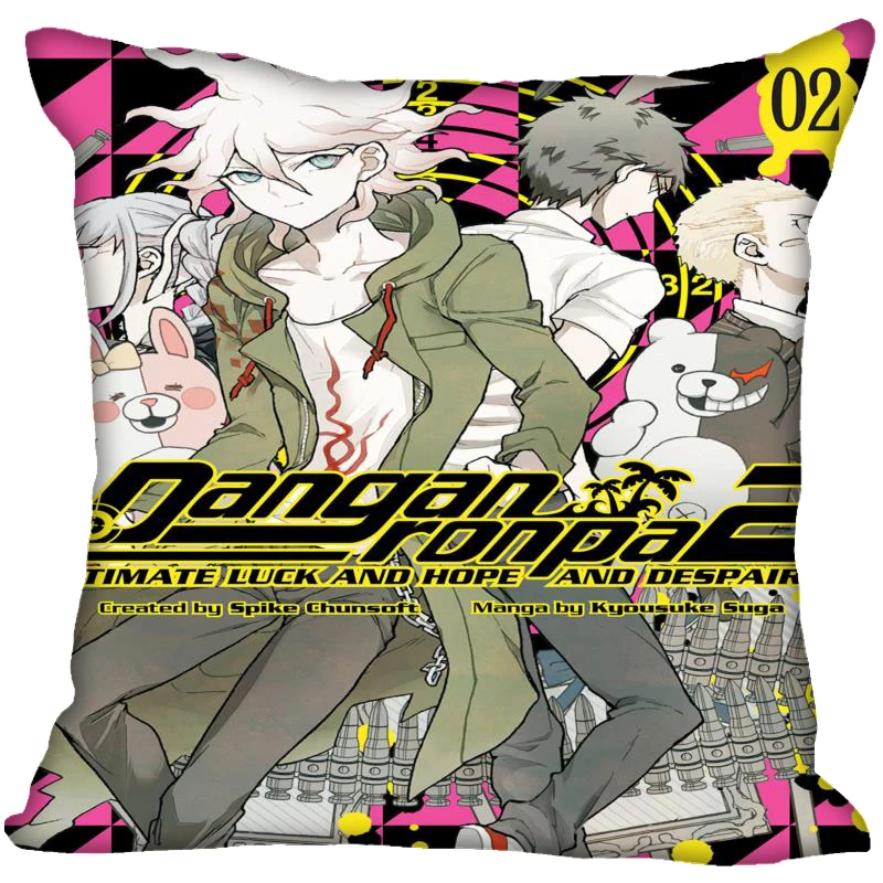Аниме Danganronpa наволочка атласная ткань квадратная Подушка на молнии чехлы для