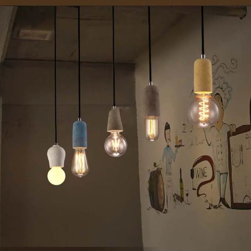 

Industrial Retro Cement Pendant Light Kitchen Bathroom Dining Room Aisle LED Concrete Pendant Lamp E27 Edison Base Holder WF1014