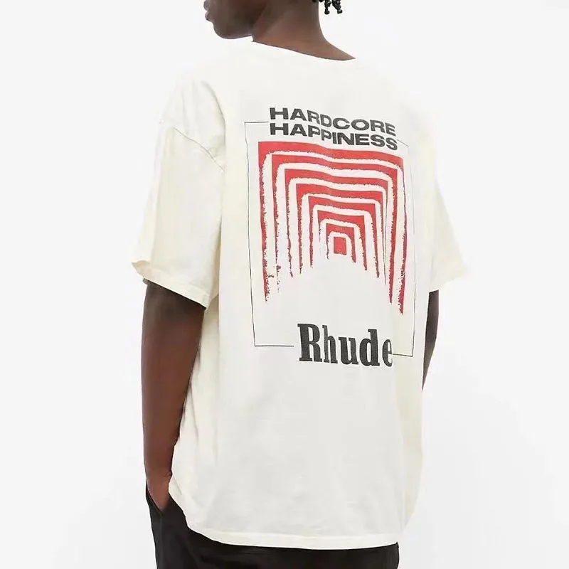 

Best Quality Streetwear Rhude T Shirt Box Perspective Printing T shirts 2021 Men Women Vintage Casual Loose Short Sleeve Tops