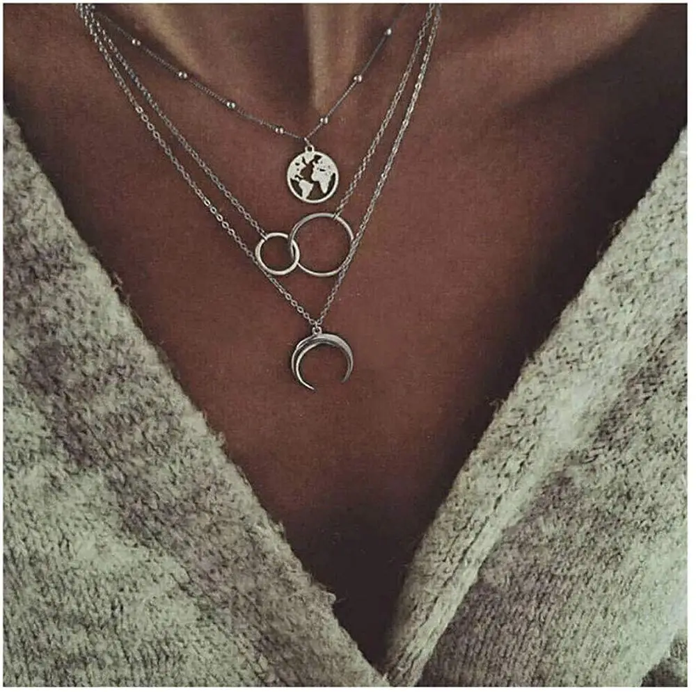 Женское винтажное ожерелье многослойное колье в стиле ретро|Цепочки| |