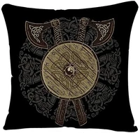 throw pillow covers case black odin viking crossed battle axes and shield of with the scandinavian runes ancient pillow case