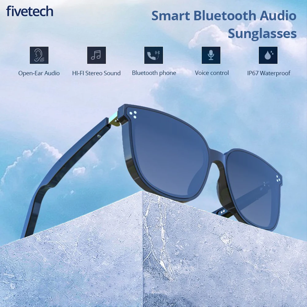 구매 Fivetech-무선 블루투스 선글라스, 아이폰 12 프로 맥스/11 프로, 삼성, 샤오미, 화웨이용, 야외 방수, 스테레오 음악