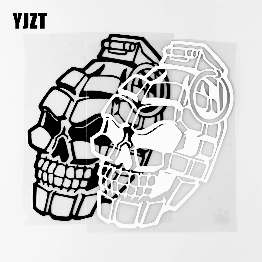 

YJZT 16.1×11.1CM Personalized Skull Military Weapon Decorative Pattern Classic Vinyl Car Sticker Black / Silver 20C-0104